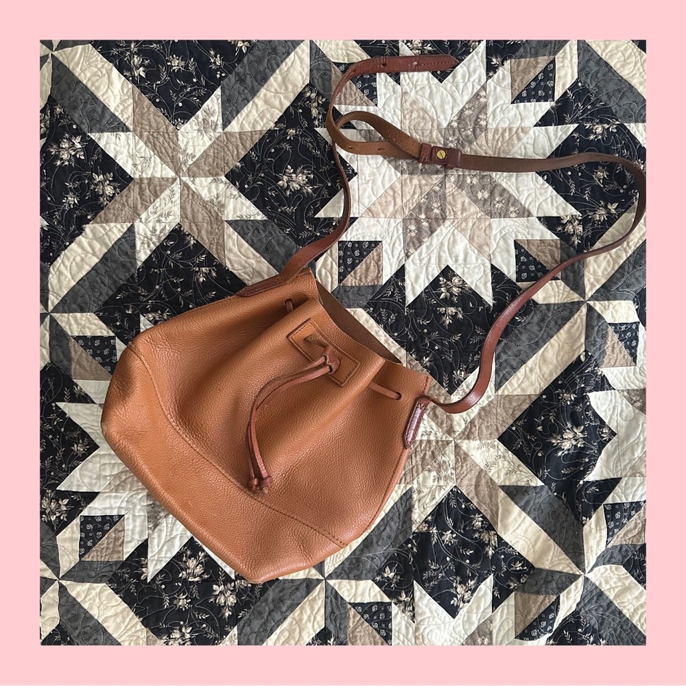 J. Crew Tan Leather Bucket Bag